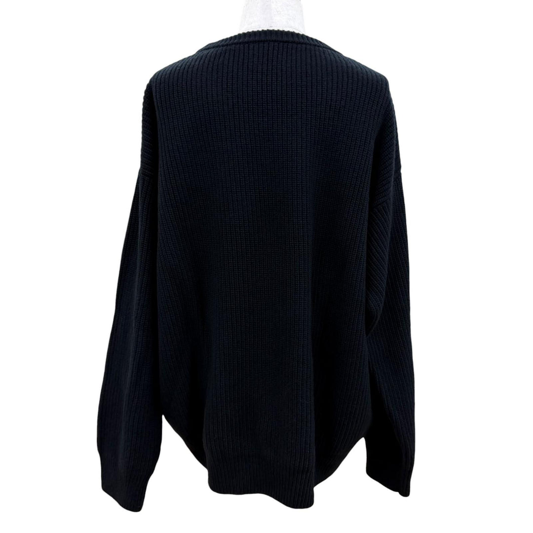 Great CELINE knit Logo Embroidery Oversized black wool Women S 2A19R423P