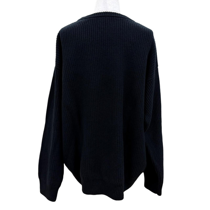 Great CELINE knit Logo Embroidery Oversized black wool Women S 2A19R423P
