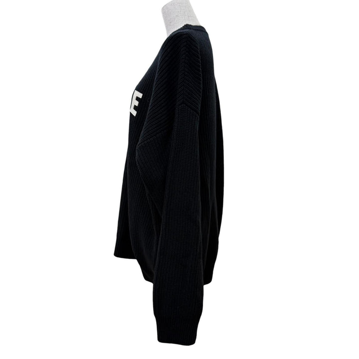 Great CELINE knit Logo Embroidery Oversized black wool Women S 2A19R423P