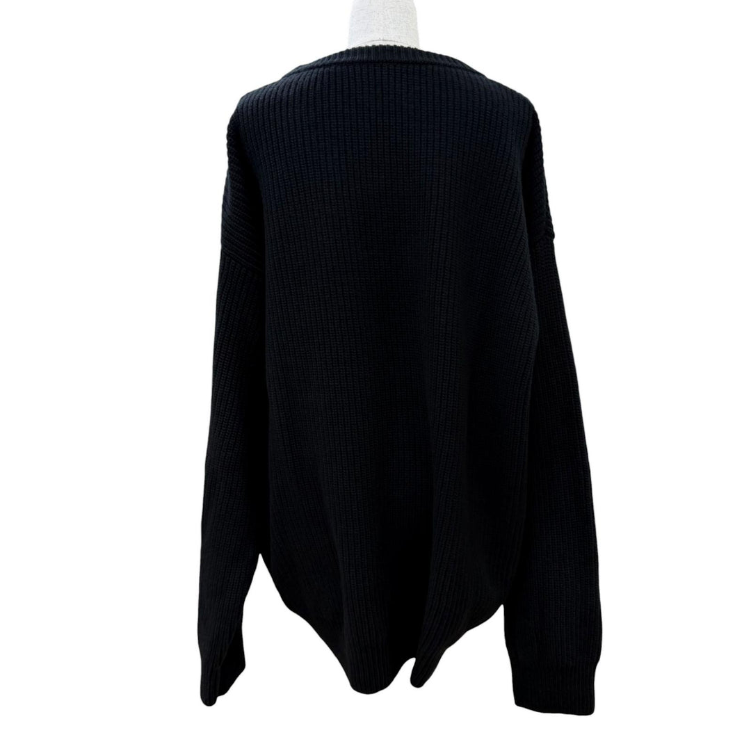Great CELINE knit Logo Embroidery Oversized black wool Women S 2A19R423P