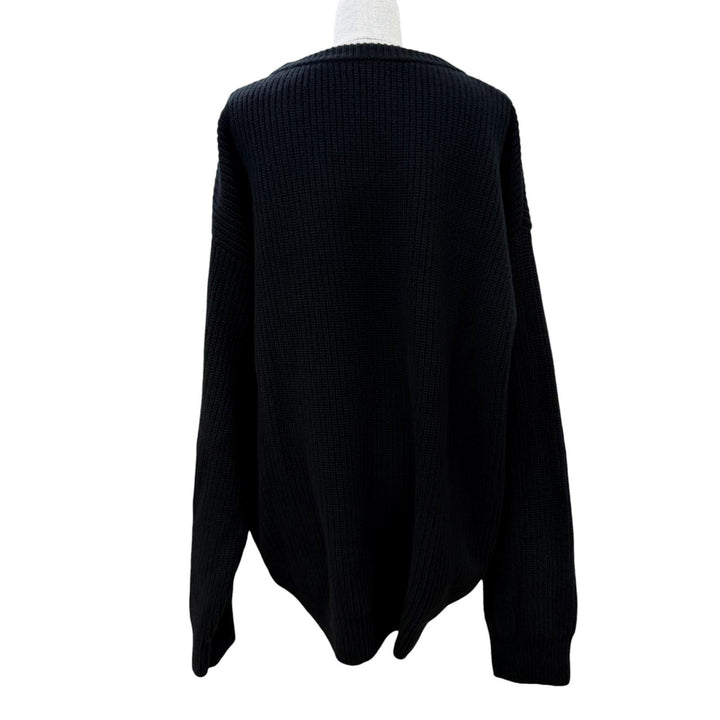 Great CELINE knit Logo Embroidery Oversized black wool Women S 2A19R423P