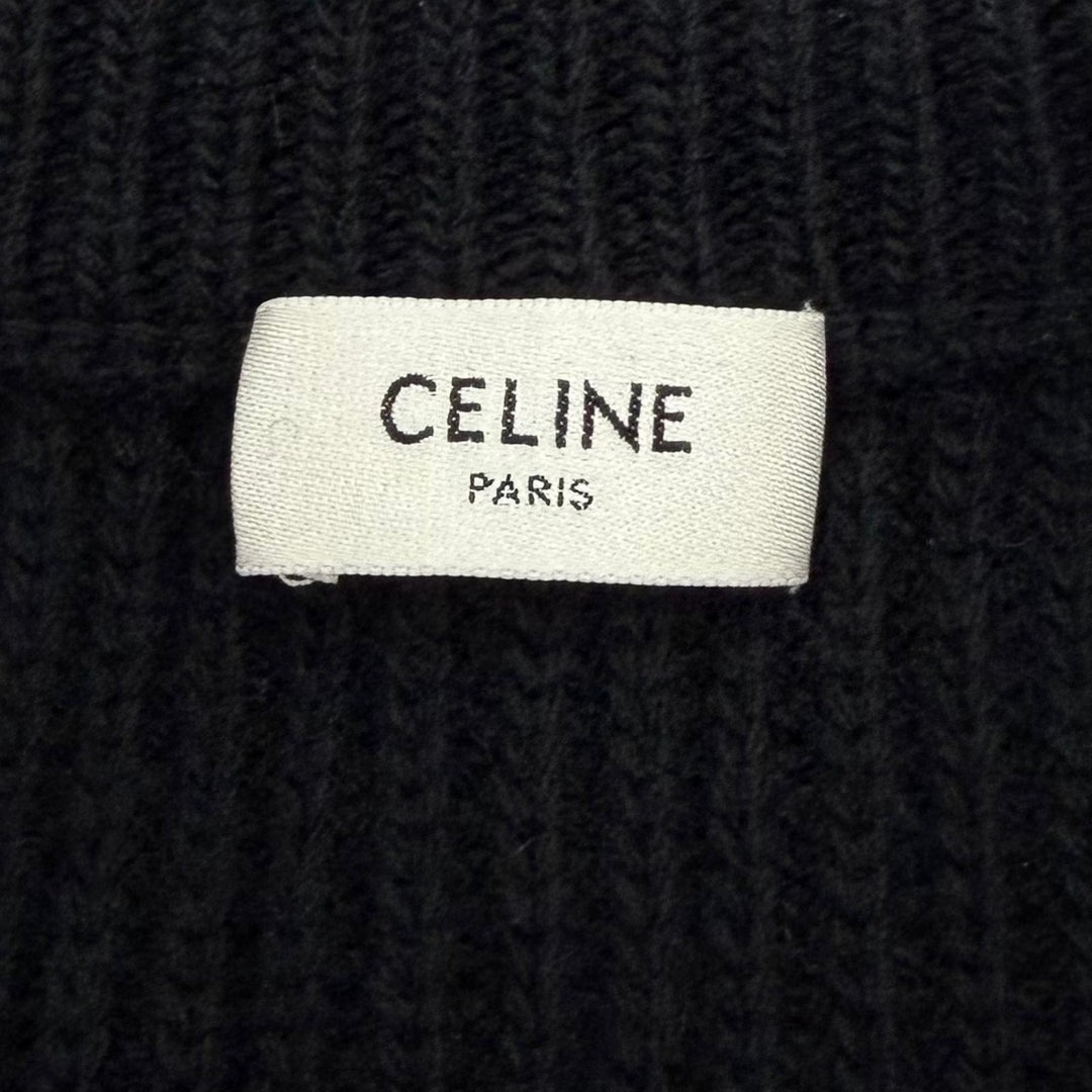 Great CELINE knit Logo Embroidery Oversized black wool Women S 2A19R423P