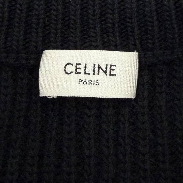 Great CELINE knit Logo Embroidery Oversized black wool Women S 2A19R423P