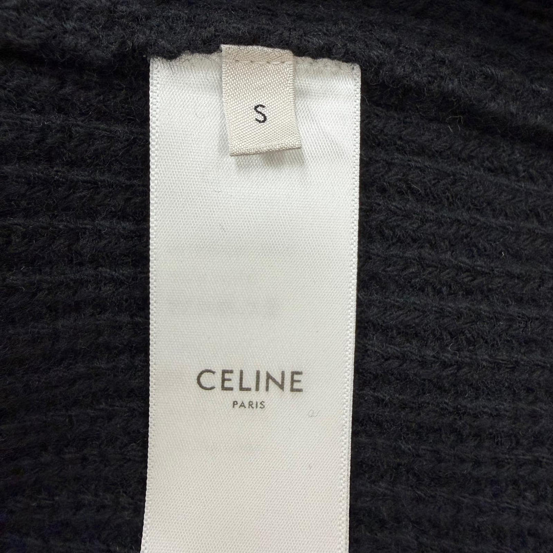 Great CELINE knit Logo Embroidery Oversized black wool Women S 2A19R423P