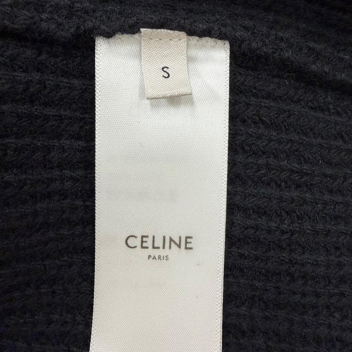 Great CELINE knit Logo Embroidery Oversized black wool Women S 2A19R423P