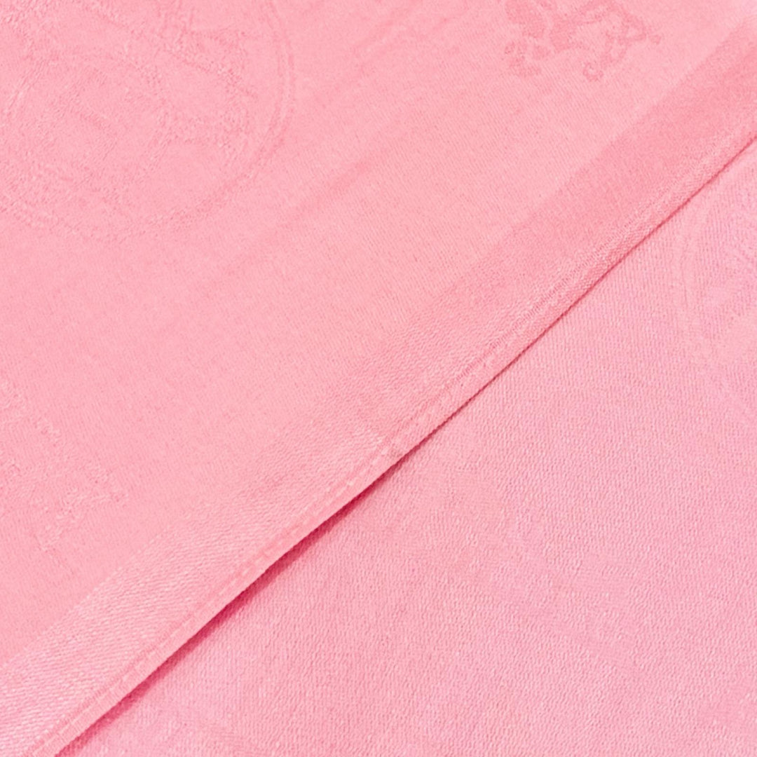 Excellent HERMES shawl Logo design, mini fringe, cashmere, silk, stole, pink