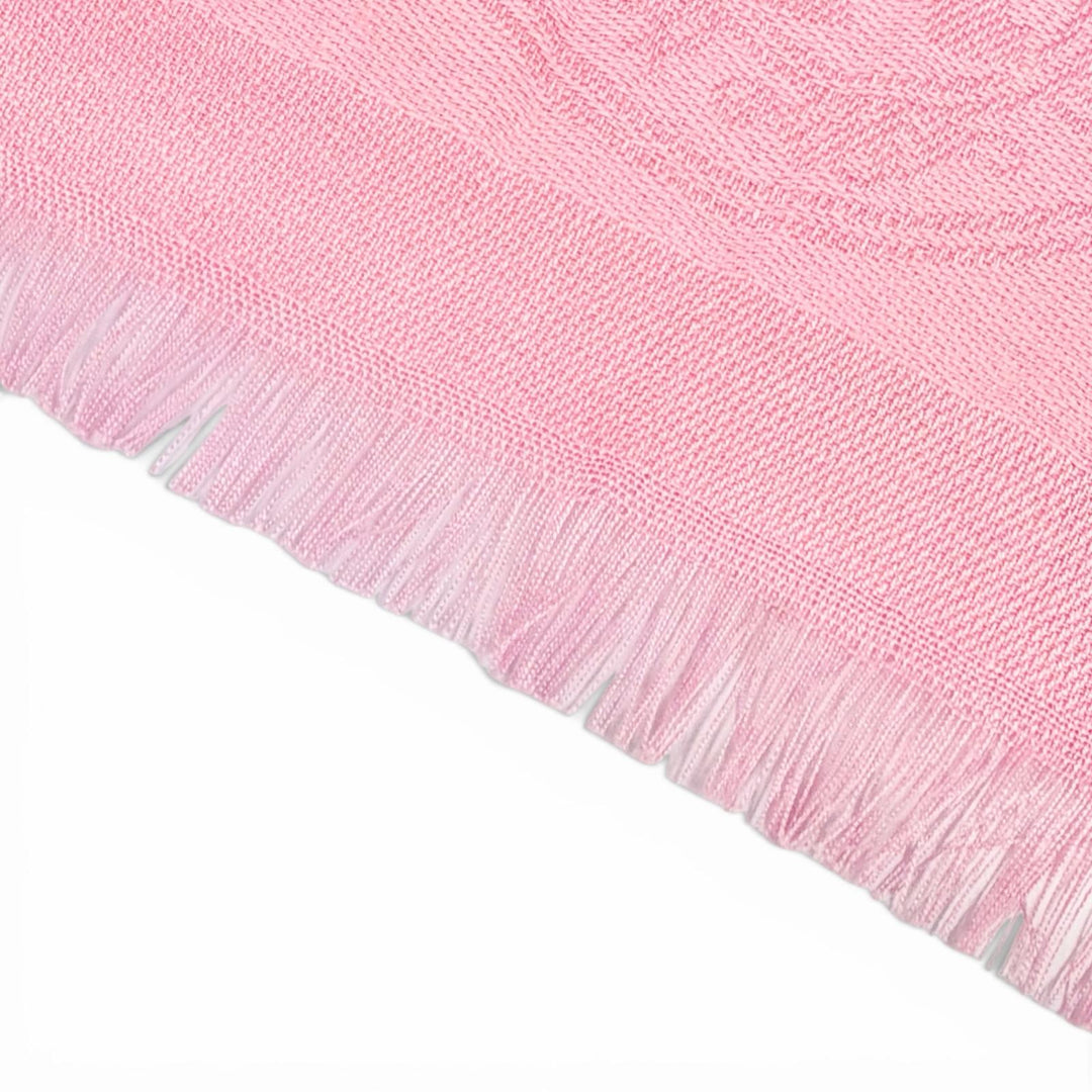 Excellent HERMES shawl Logo design, mini fringe, cashmere, silk, stole, pink
