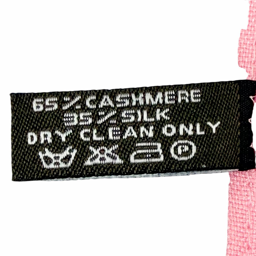 Excellent HERMES shawl Logo design, mini fringe, cashmere, silk, stole, pink