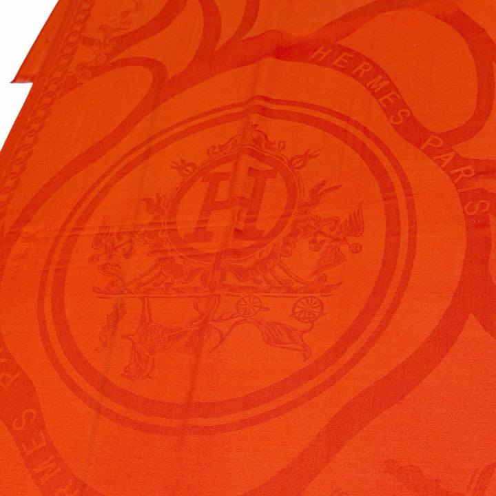 Excellent HERMES shawl Logo design mini fringe cashmere silk stole Red series