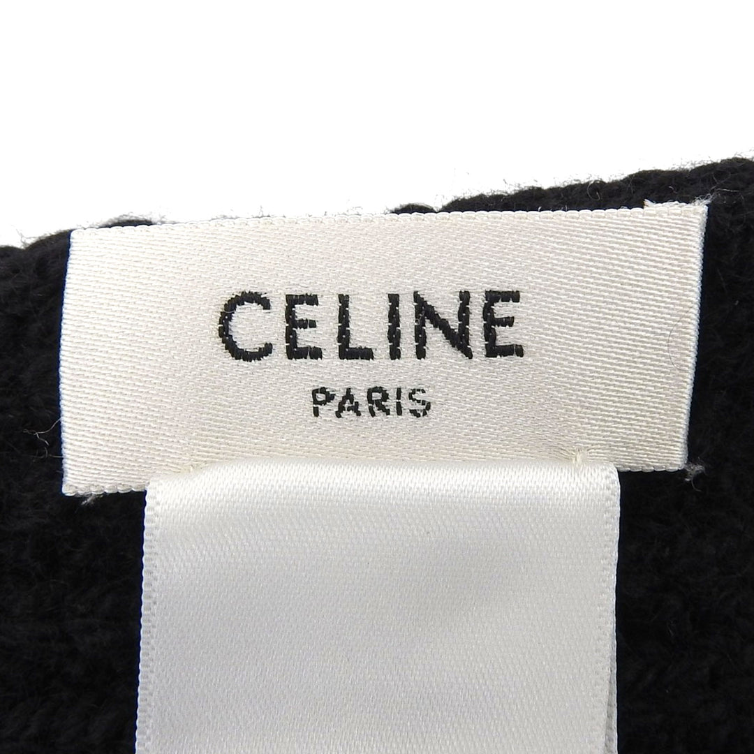 Excellent CELINE Scarf Trionfu Patch black cashmere Women 2AZ0A384D