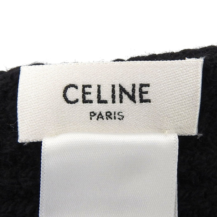 Excellent CELINE Scarf Trionfu Patch black cashmere Women 2AZ0A384D