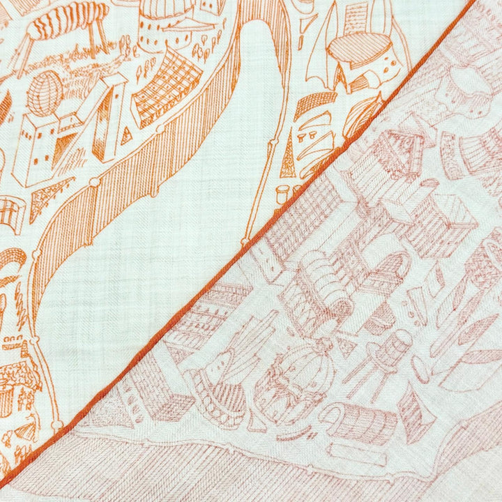 Pristine HERMES scarf Nouvelle Cité Cavallière Caregean cashmere Women