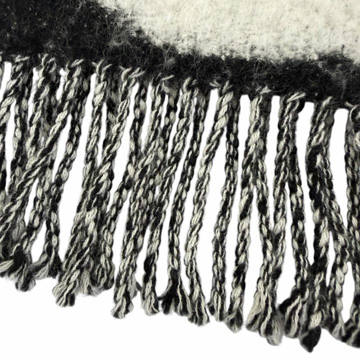 Great CHANEL Scarf COCO Mark Logo Design Fringe black cashmere Women AAA478