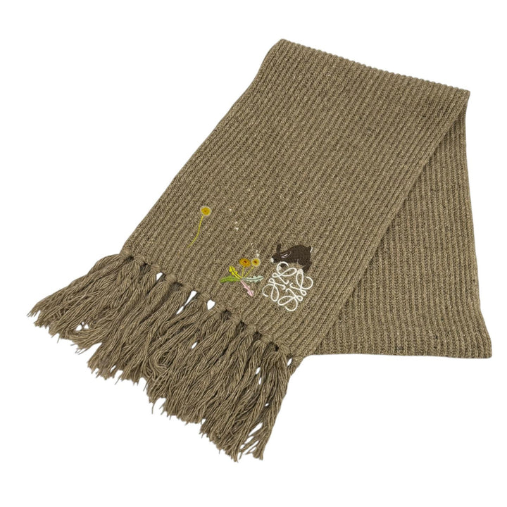 Great LOEWE Scarf Brown wool Women FSA8Stainless Steel1X05