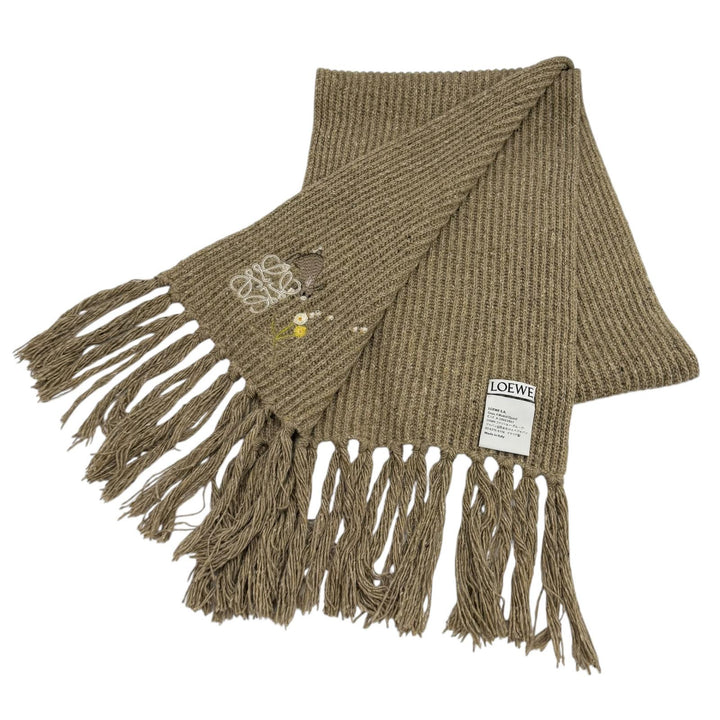 Great LOEWE Scarf Brown wool Women FSA8Stainless Steel1X05