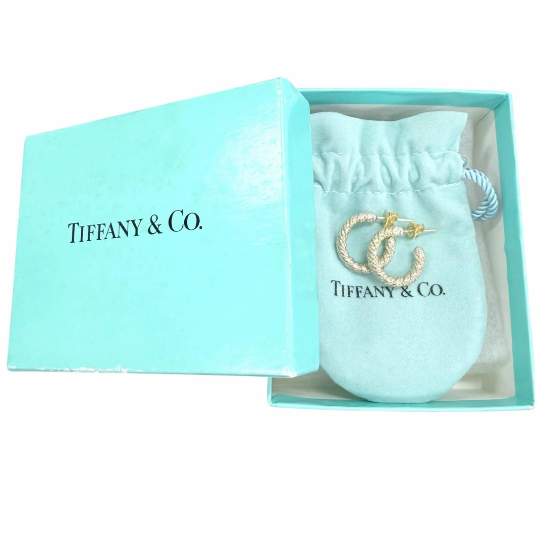 Excellent TIFFANY&Co. Pierce Combo Twist Chain Hoop Yellow Gold 750 Women