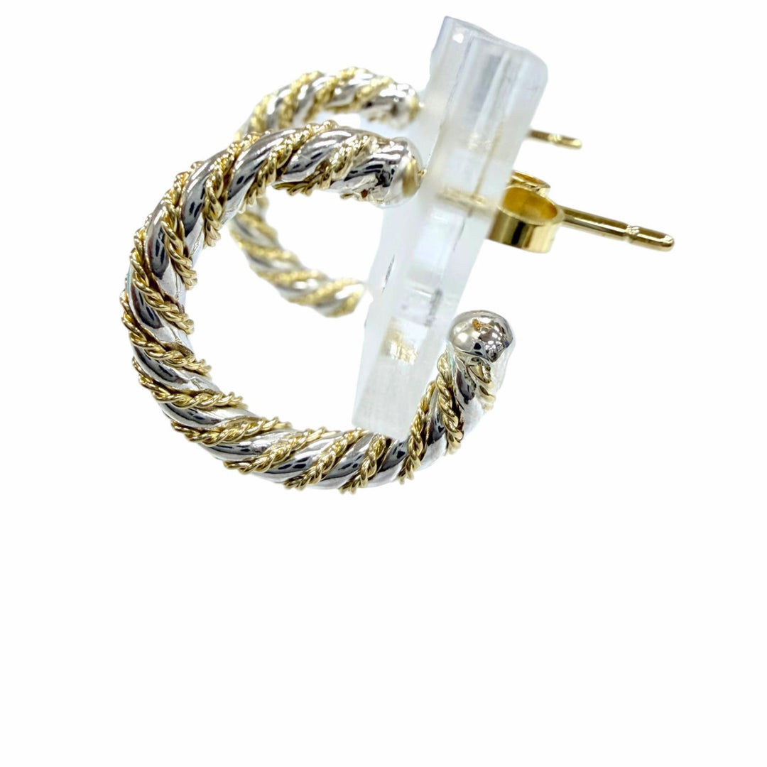 Excellent TIFFANY&Co. Pierce Combo Twist Chain Hoop Yellow Gold 750 Women