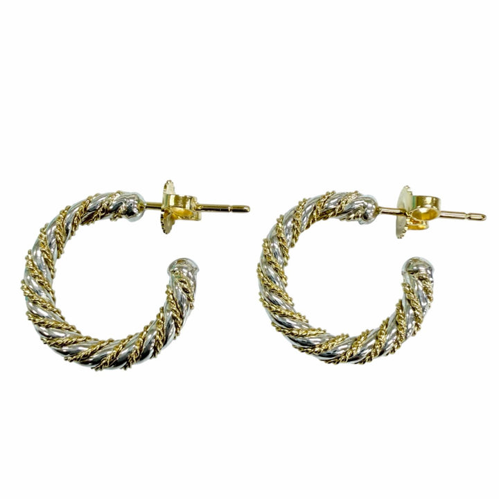 Excellent TIFFANY&Co. Pierce Combo Twist Chain Hoop Yellow Gold 750 Women