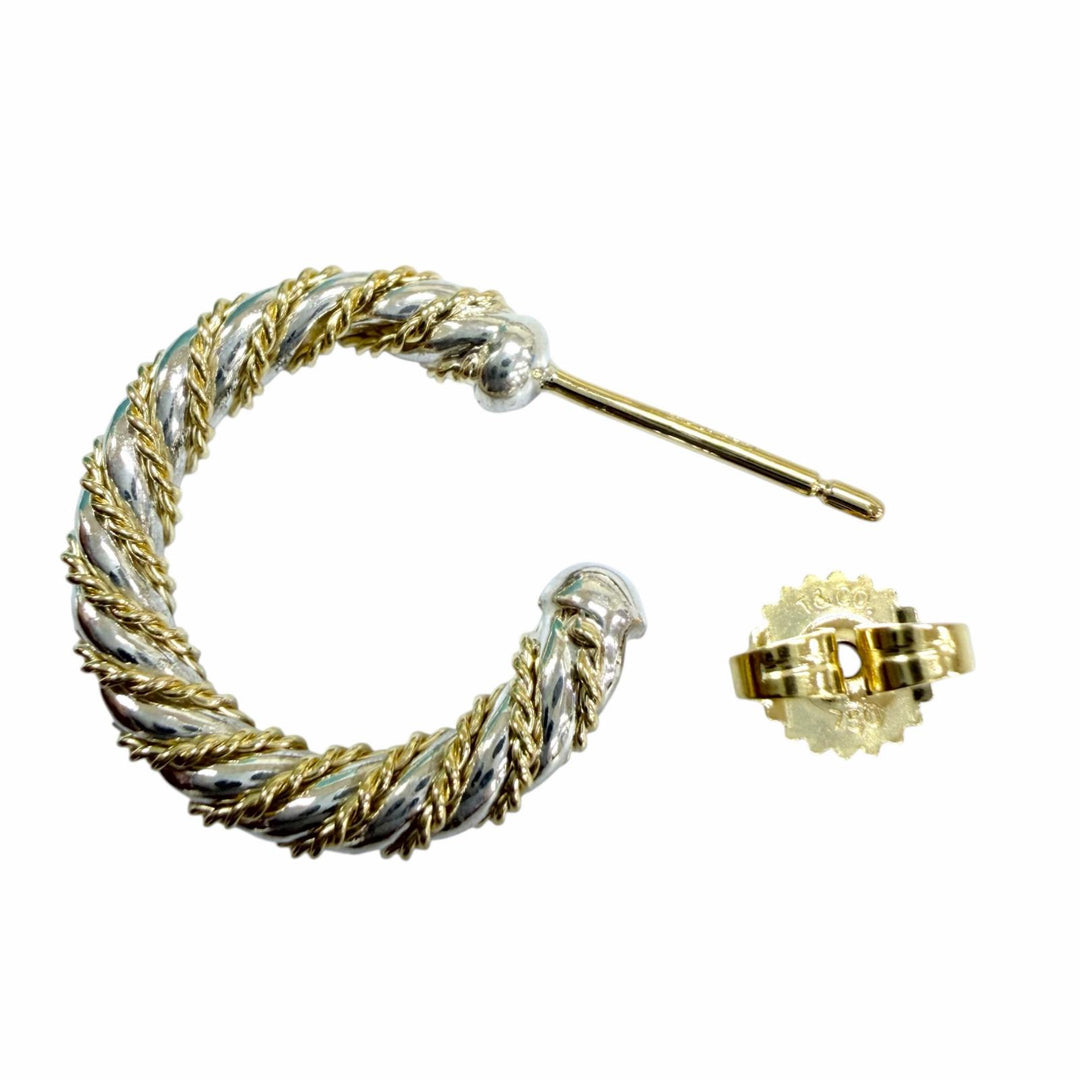 Excellent TIFFANY&Co. Pierce Combo Twist Chain Hoop Yellow Gold 750 Women