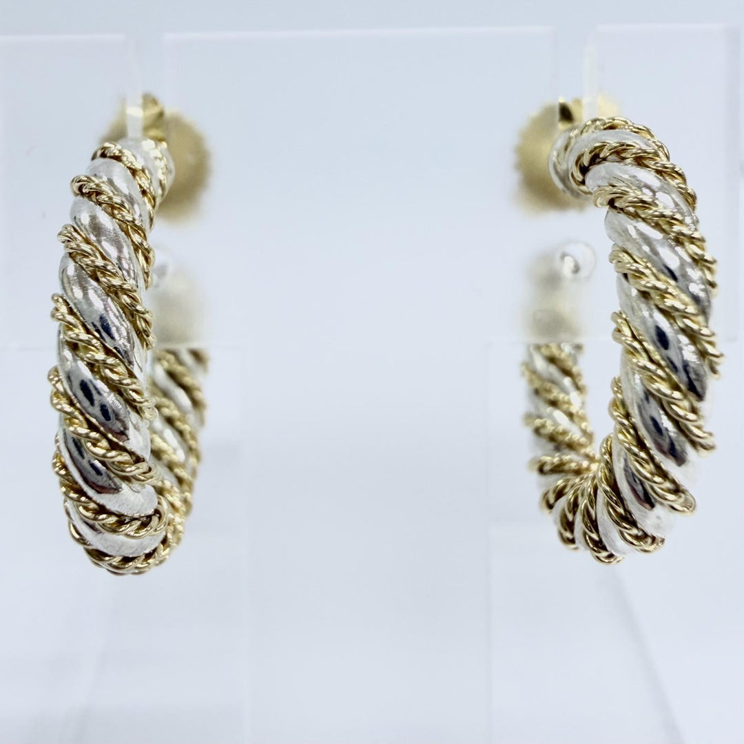 Excellent TIFFANY&Co. Pierce Combo Twist Chain Hoop Yellow Gold 750 Women
