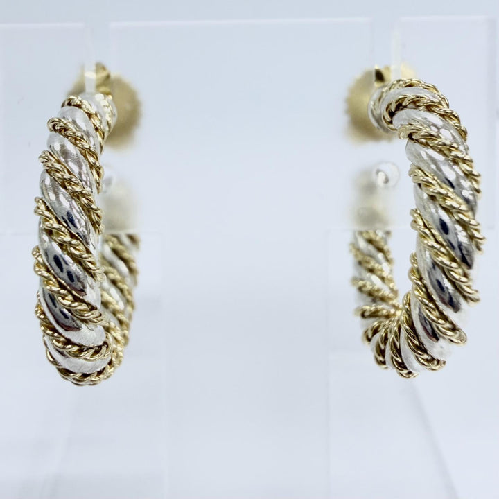 Excellent TIFFANY&Co. Pierce Combo Twist Chain Hoop Yellow Gold 750 Women