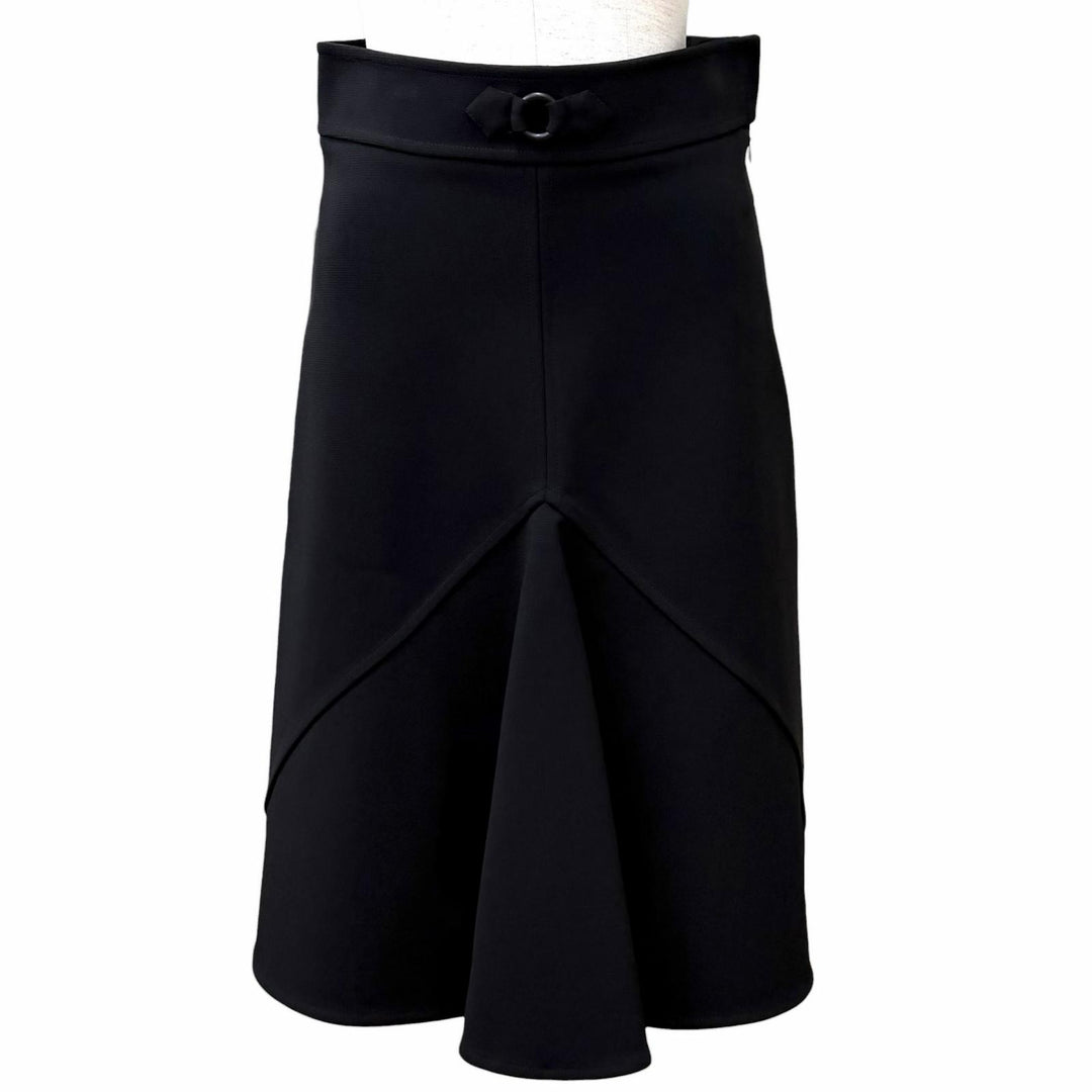 Excellent HERMES flare skirt JUPE TRAPEZE Knee-length, plain black Rayon 36