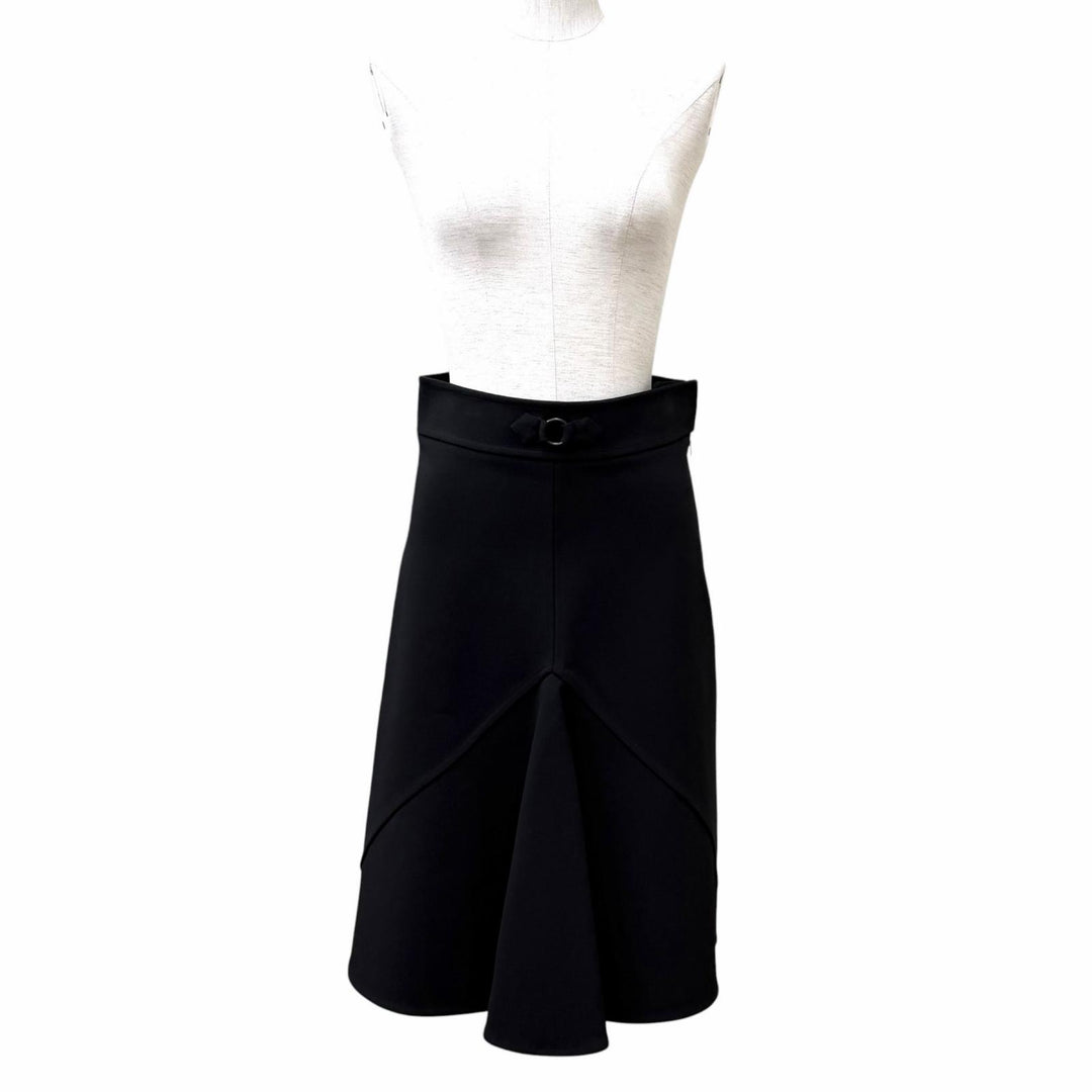 Excellent HERMES flare skirt JUPE TRAPEZE Knee-length, plain black Rayon 36