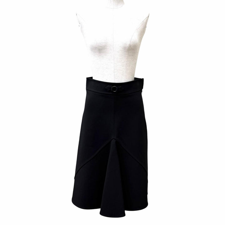 Excellent HERMES flare skirt JUPE TRAPEZE Knee-length, plain black Rayon 36