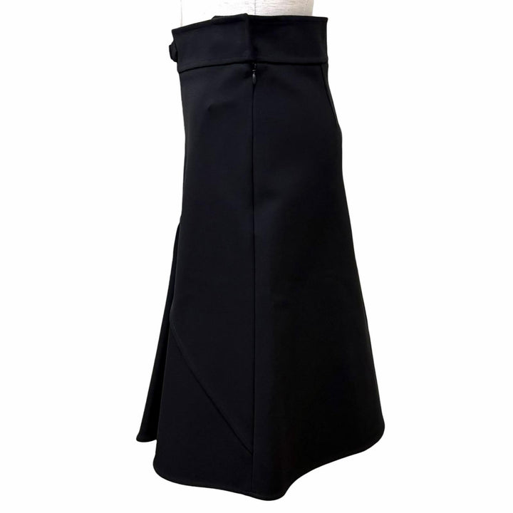 Excellent HERMES flare skirt JUPE TRAPEZE Knee-length, plain black Rayon 36