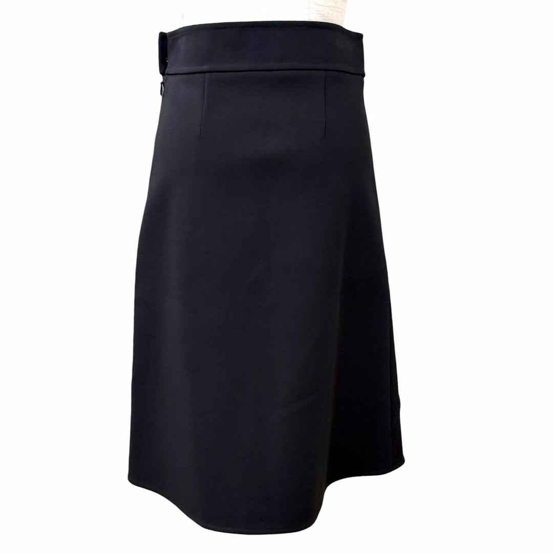Excellent HERMES flare skirt JUPE TRAPEZE Knee-length, plain black Rayon 36