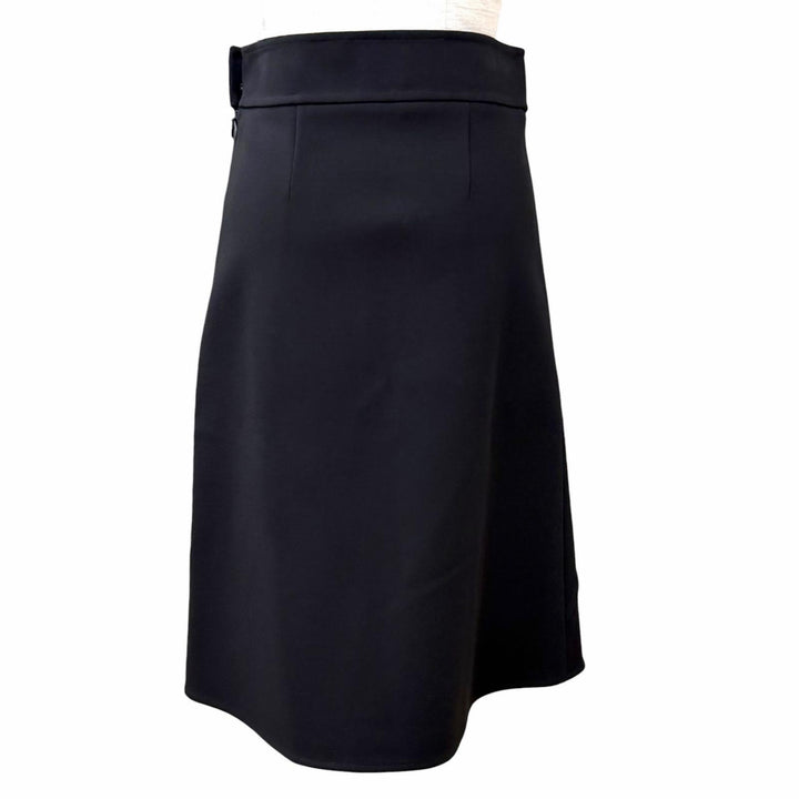 Excellent HERMES flare skirt JUPE TRAPEZE Knee-length, plain black Rayon 36