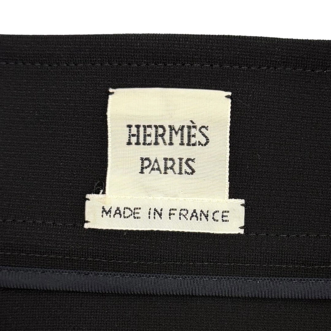 Excellent HERMES flare skirt JUPE TRAPEZE Knee-length, plain black Rayon 36