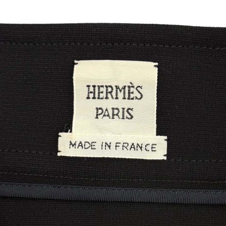 Excellent HERMES flare skirt JUPE TRAPEZE Knee-length, plain black Rayon 36