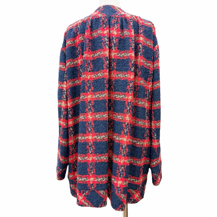 Excellent GUCCI GG logo button, check pattern, collarless tweed jacket 42 674336