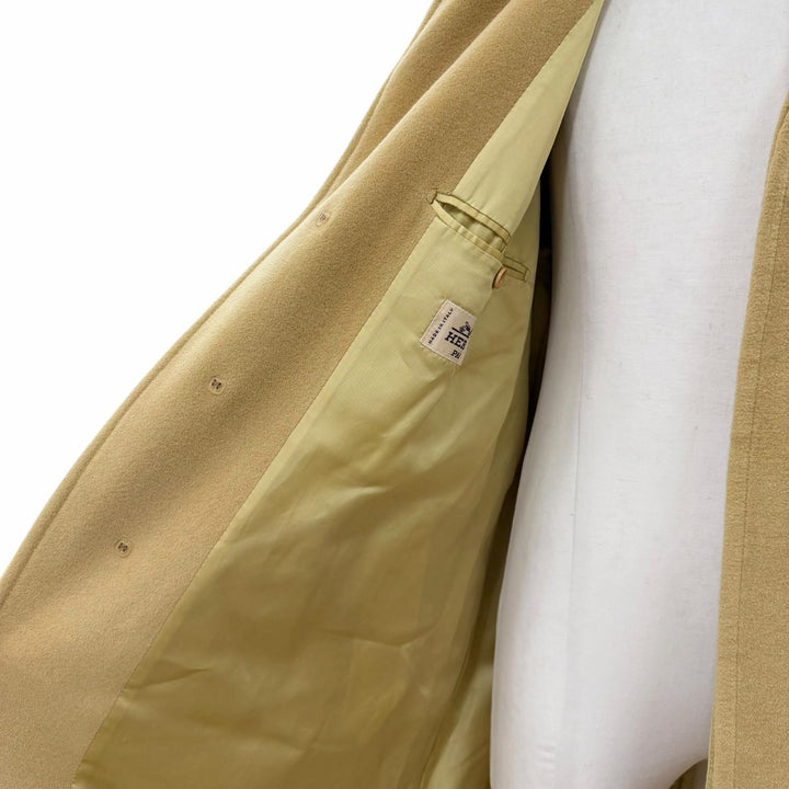 Great HERMES coat Belted, concealed placket mustard cashmere mens