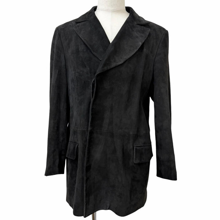 Very Good GUCCI leather jacket black Suede leather mens 52