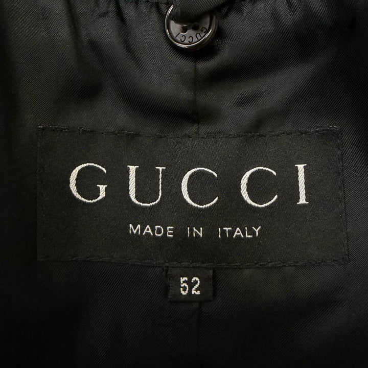 Very Good GUCCI leather jacket black Suede leather mens 52