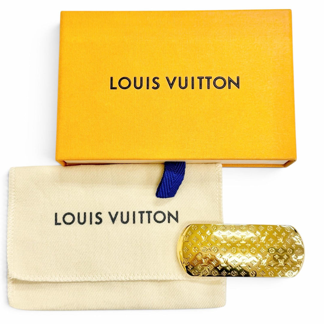 Excellent LOUIS VUITTON Valletta barrette nanogram Hair accessories gold M80277