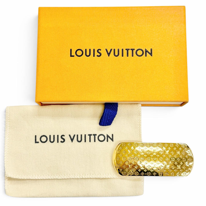 Excellent LOUIS VUITTON Valletta barrette nanogram Hair accessories gold M80277