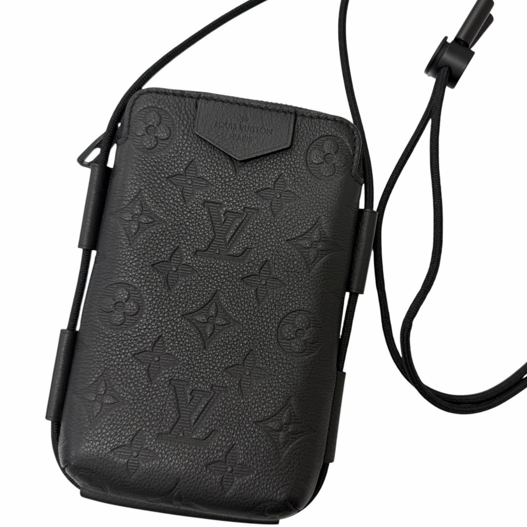 Excellent LOUIS VUITTON Monogram Shadow Lace-Up Leather Pouch