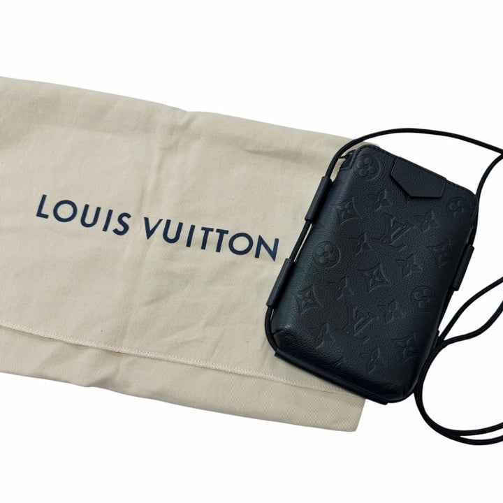Excellent LOUIS VUITTON Monogram Shadow Lace-Up Leather Pouch