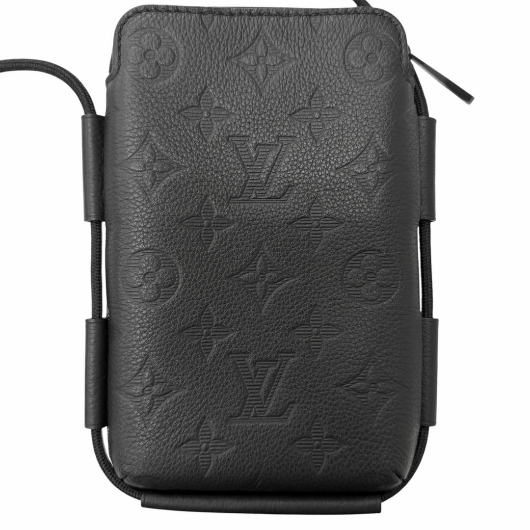 Excellent LOUIS VUITTON Monogram Shadow Lace-Up Leather Pouch