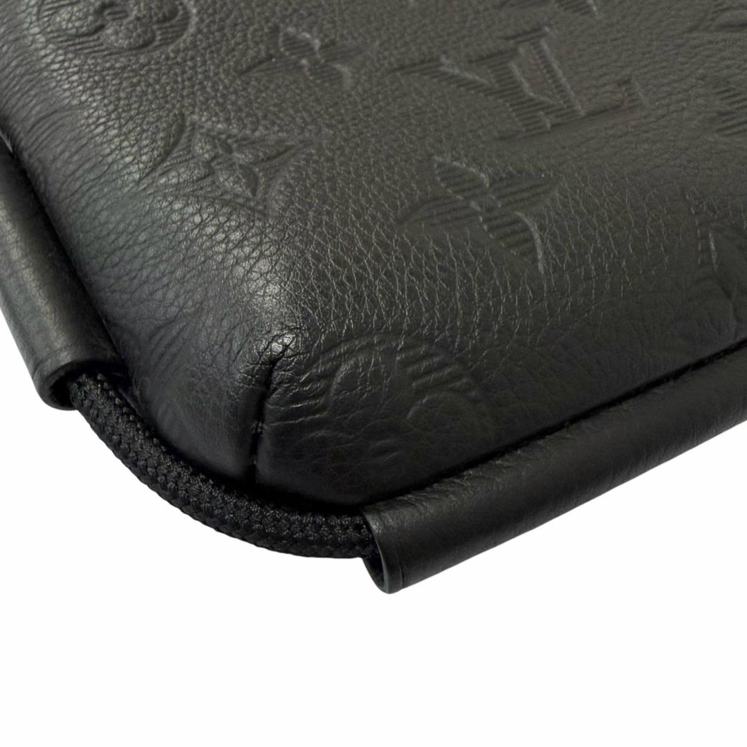 Excellent LOUIS VUITTON Monogram Shadow Lace-Up Leather Pouch