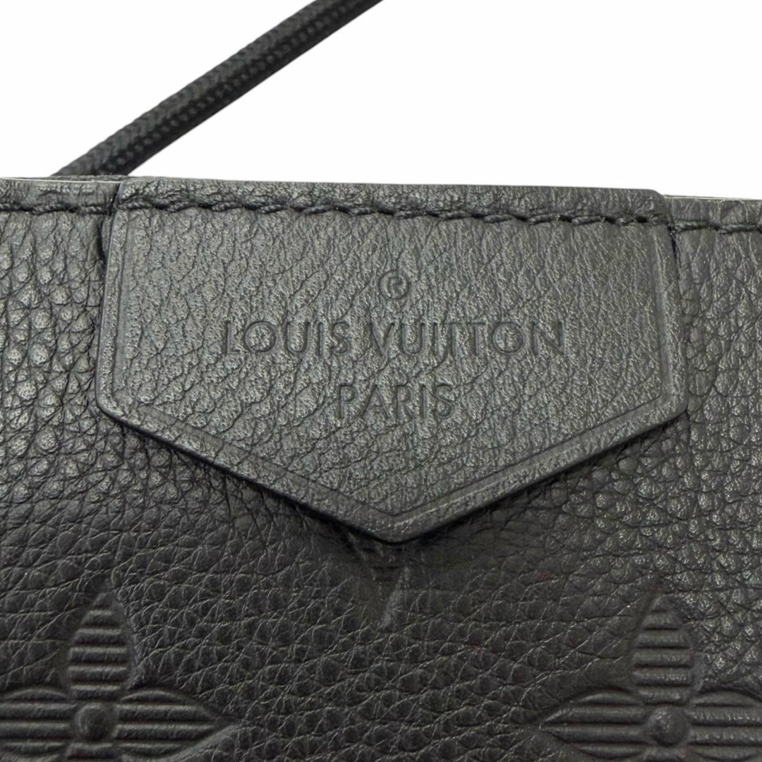 Excellent LOUIS VUITTON Monogram Shadow Lace-Up Leather Pouch