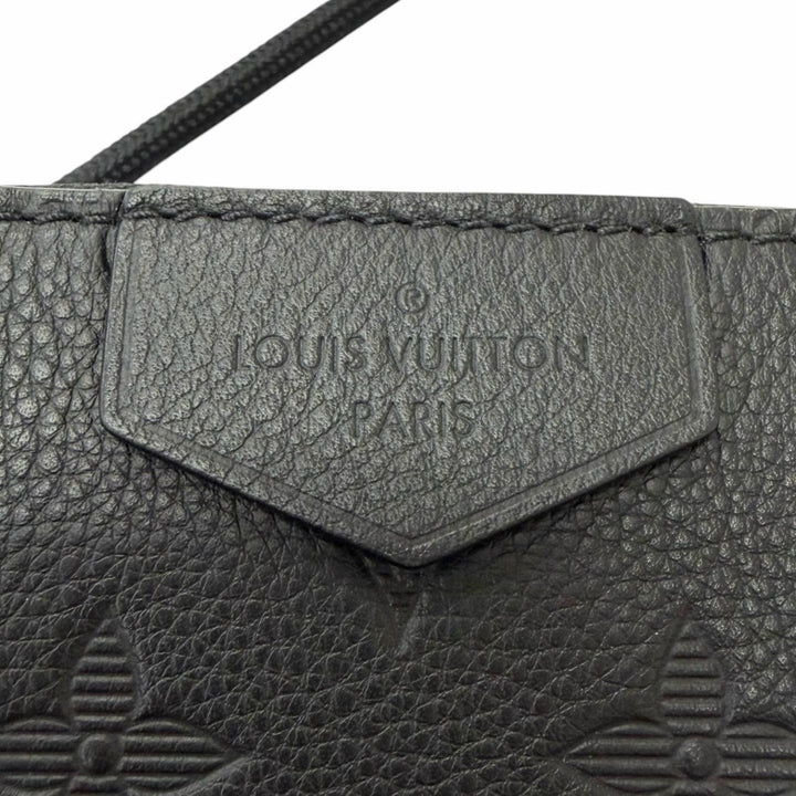 Excellent LOUIS VUITTON Monogram Shadow Lace-Up Leather Pouch