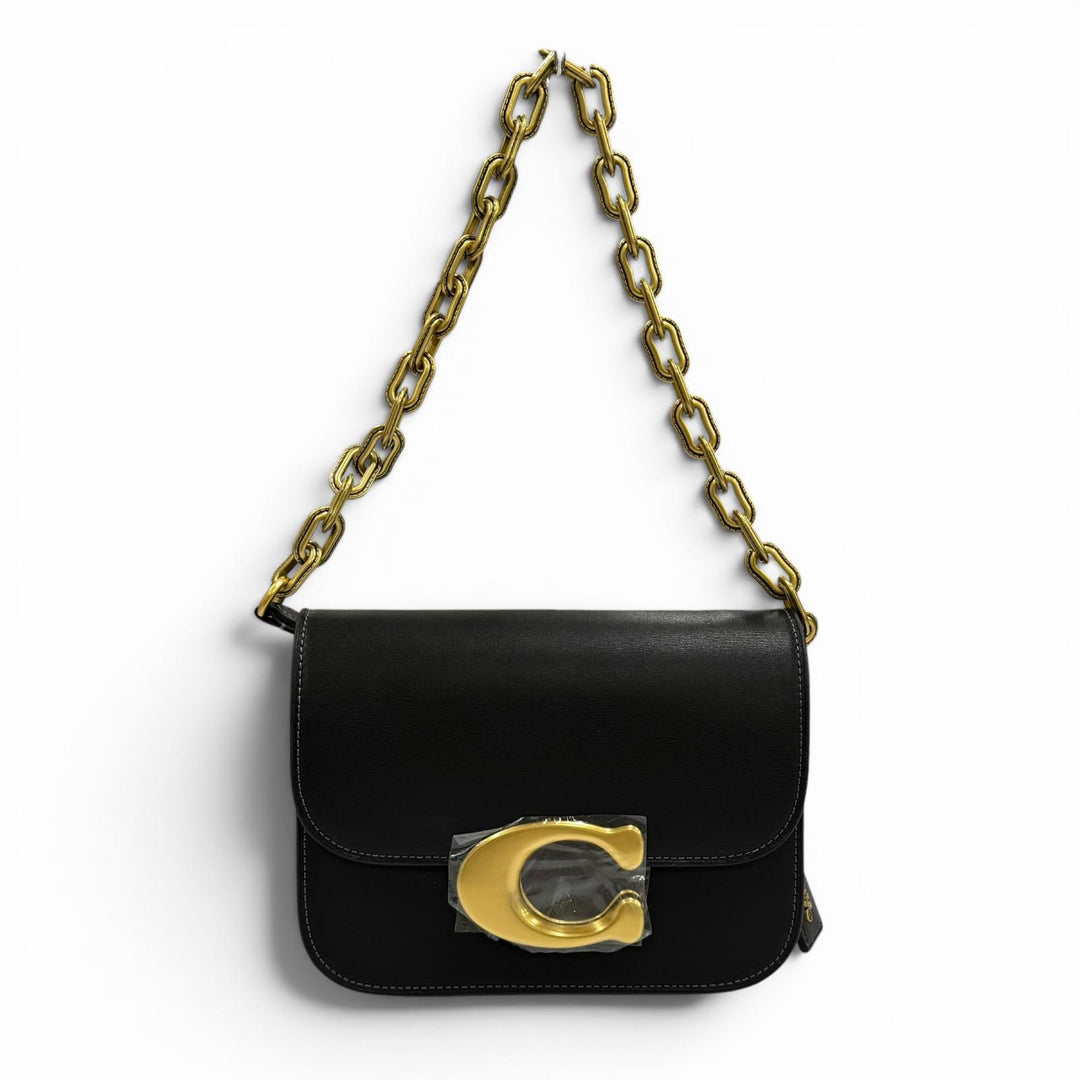 Pristine COACH Shoulder Bag Idol Bag black leather Women CM557