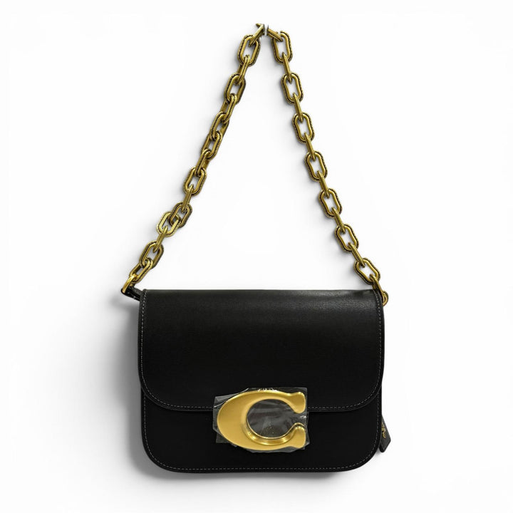Pristine COACH Shoulder Bag Idol Bag black leather Women CM557