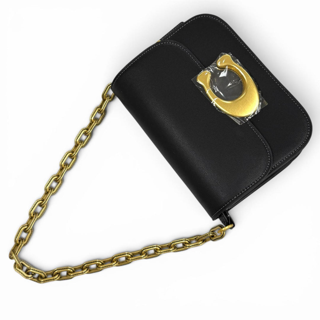 Pristine COACH Shoulder Bag Idol Bag black leather Women CM557