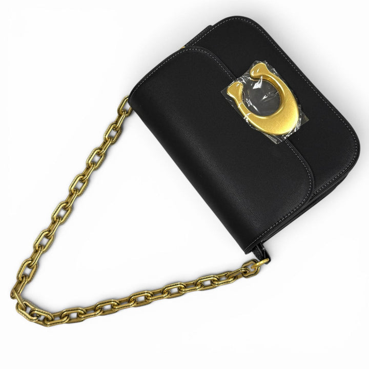 Pristine COACH Shoulder Bag Idol Bag black leather Women CM557