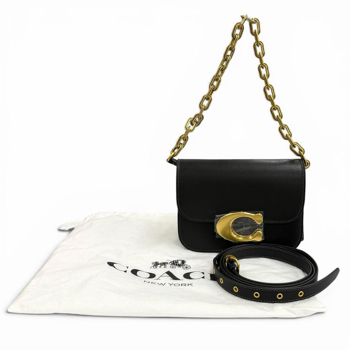 Pristine COACH Shoulder Bag Idol Bag black leather Women CM557